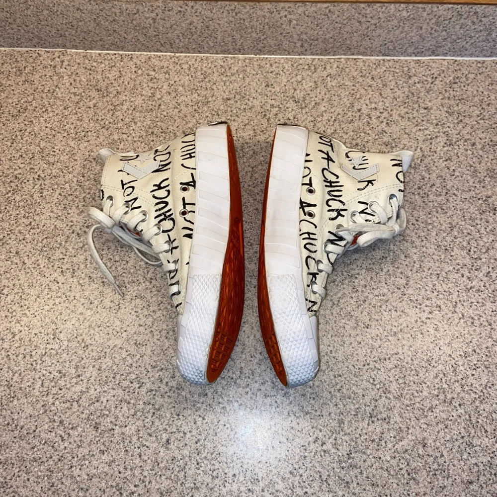 CONVERSE Kids Unt1tl3d Hi Not A Chuck White Sneakers - Size 5